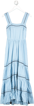 MISA Los Angeles Blue Aurelia Dress In Pale Linen UK XS