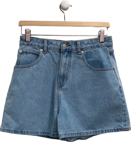 White Fox Blue Denim Shorts UK M