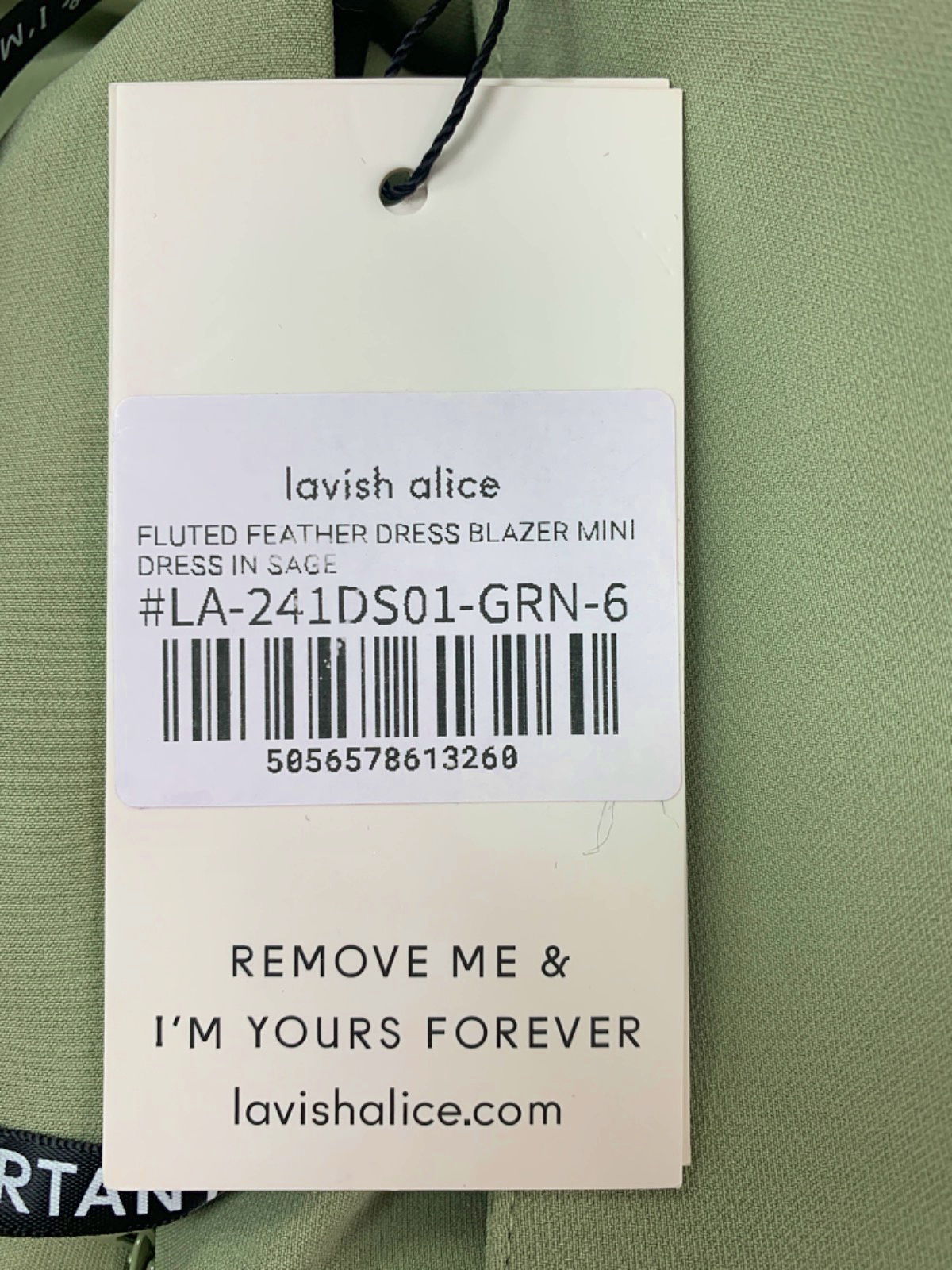 Lavish Alice Sage Fluted Feather Dress Blazer Mini Dress Size UK 6