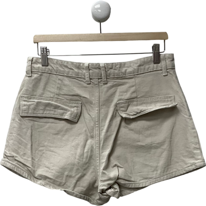 Bershka Beige Denim Cargo Shorts In Ecru W42