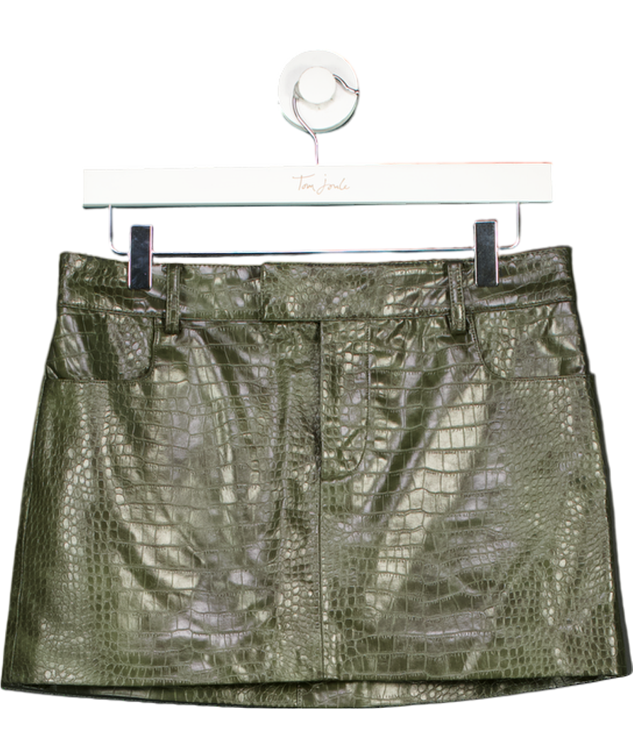 MANGO Green Animal Print Effect Mini Skirt UK 8