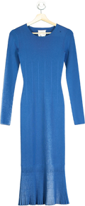 Galvan London Blue Ribbed Knit Dress UK 12