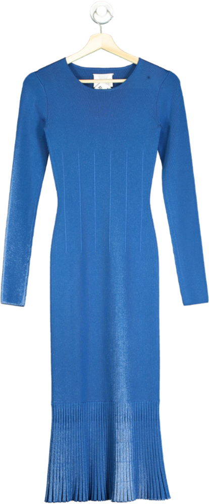 Galvan London Blue Ribbed Knit Dress UK 12