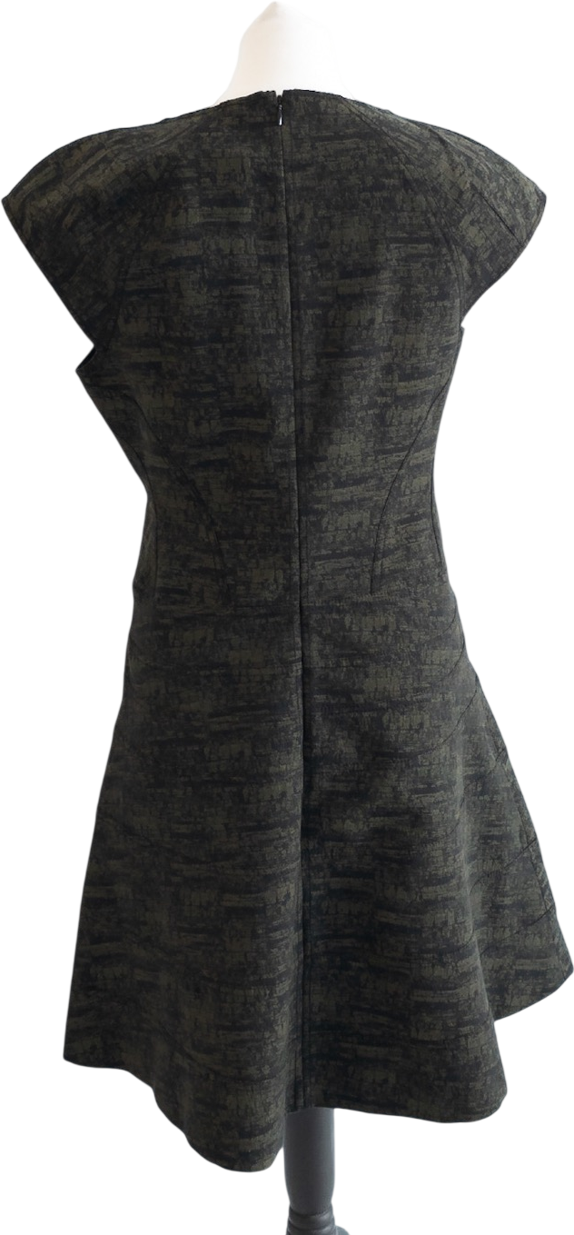 Diane von Furstenberg Olive Green And Black Jacquard Dress Us12 UK 16