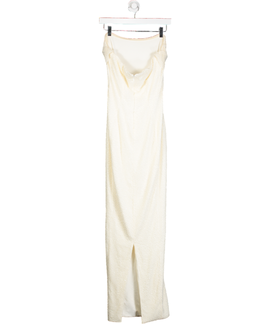 Oh Polly Cream La Rochette Embellished Cowl Neck Dress UK 14