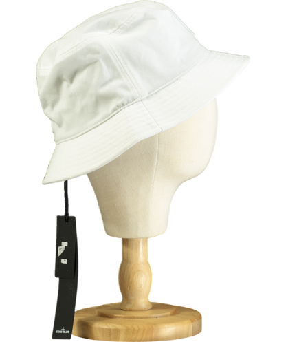 Stone Island White Compass-motif Cotton Bucket Hat UK M