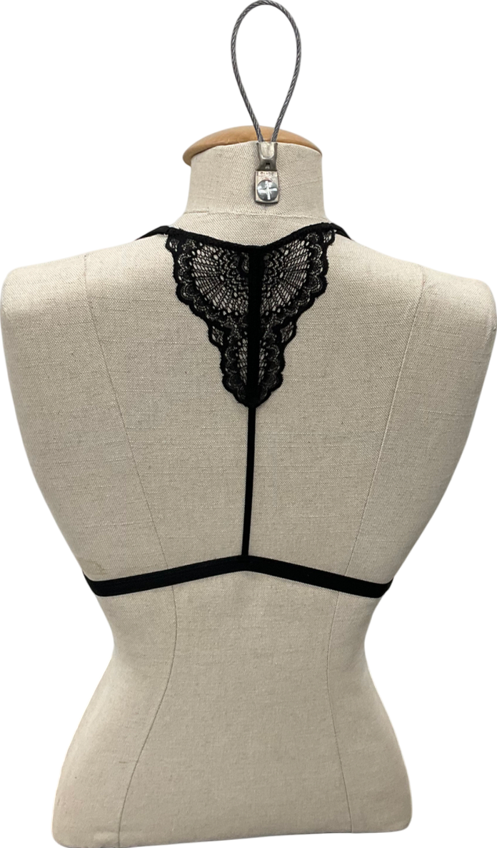 Understatement Black Lace Racerback Triangle Bralette UK M