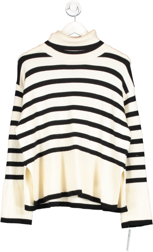Chicwish Cream Striped Oversize Turtleneck Sweater One Size