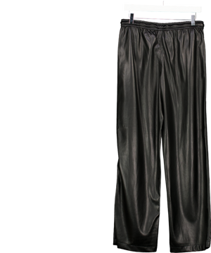 MANGO Black Leather-effect Elastic Waist Trousers UK M