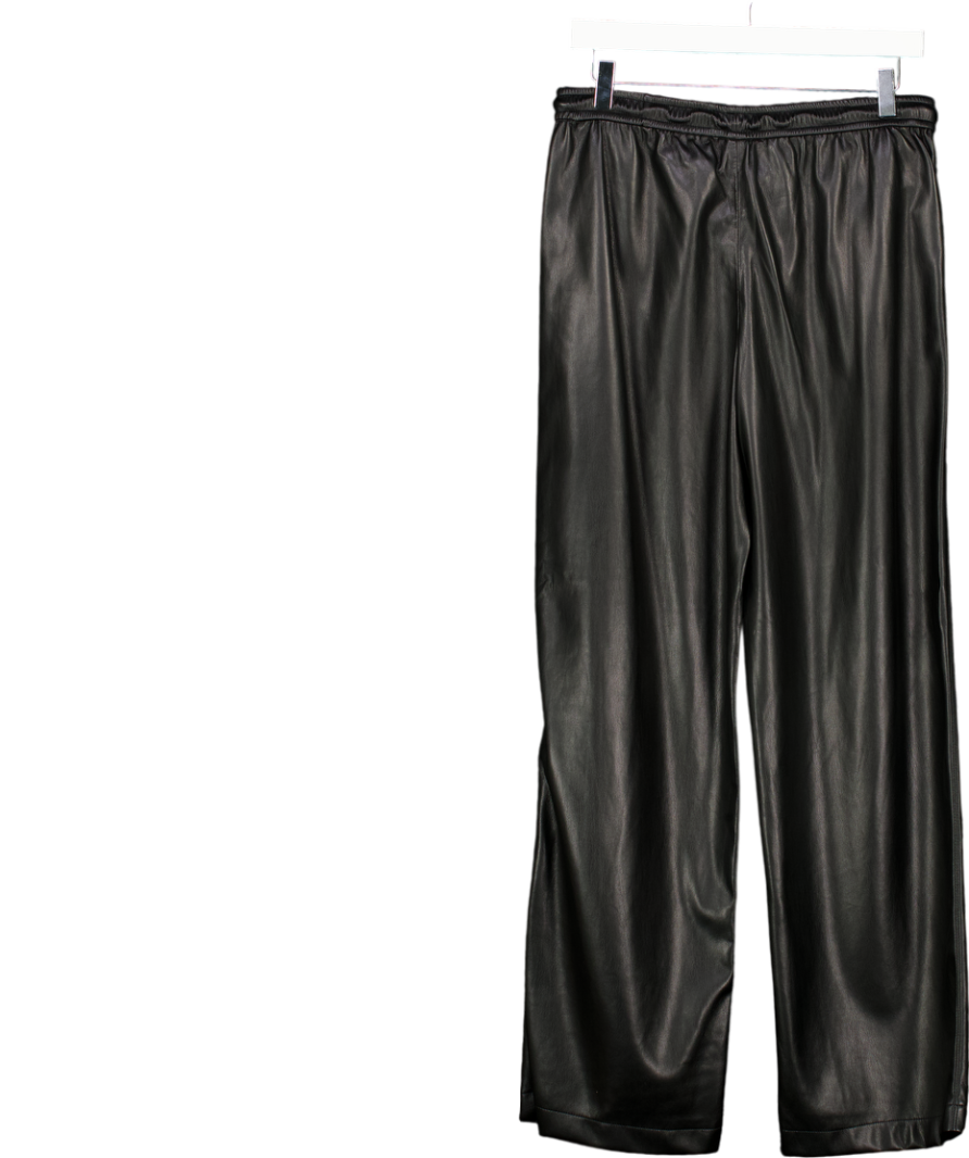 MANGO Black Leather-effect Elastic Waist Trousers UK M