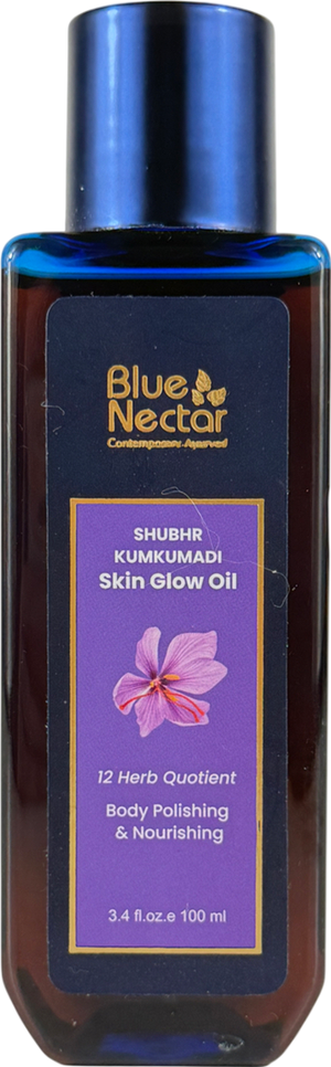BLUE NECTAR Ayurveda Kumkumadi Oil For Skin Glow With Almond Oil | Natural Ayurvedic Face & Body Moisturizer For Dry Skin 100ml