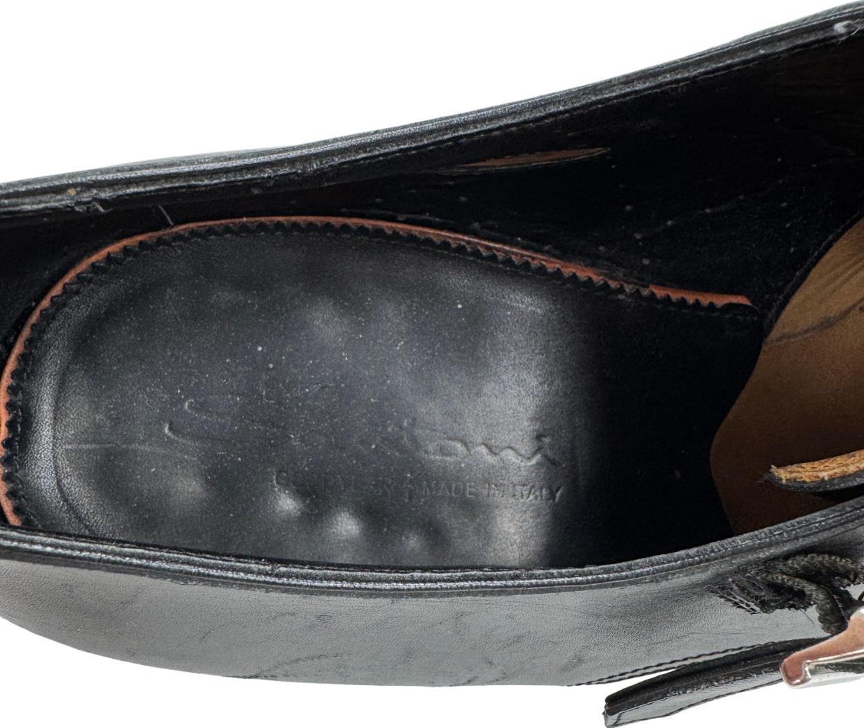 Santoni Black Leather Double Buckle Shoe UK 10.5 EU 44.5 👞