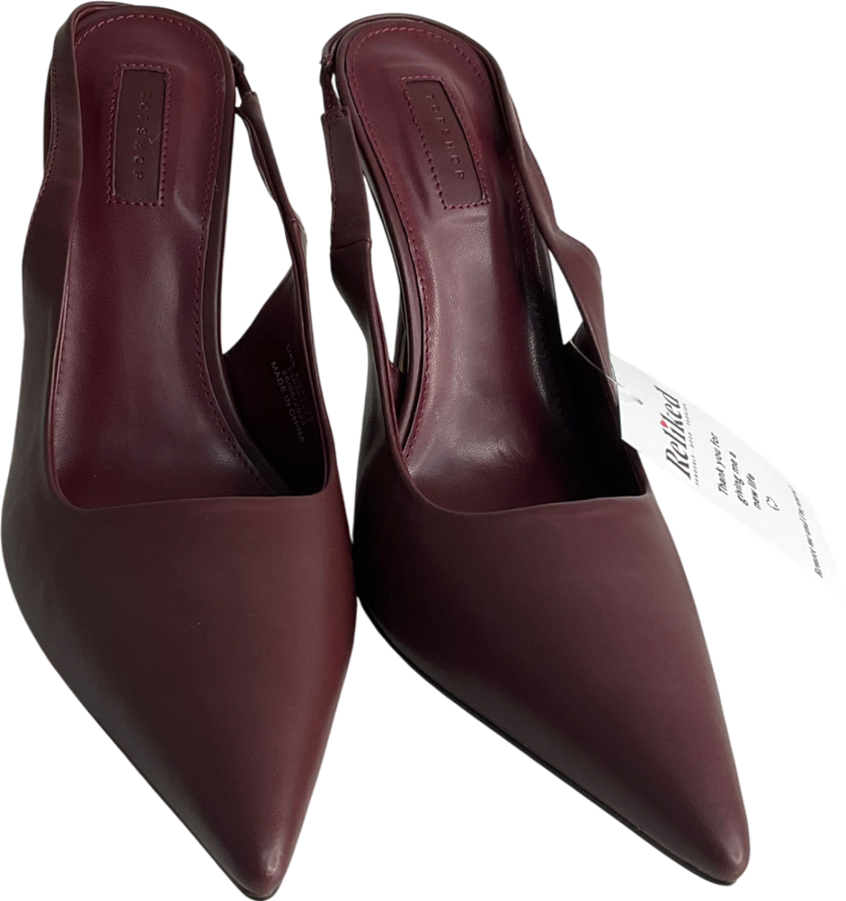 Topshop Purple Emma Heeled Sling Back Court Shoe In Burgundy UK 8 EU 41 👠