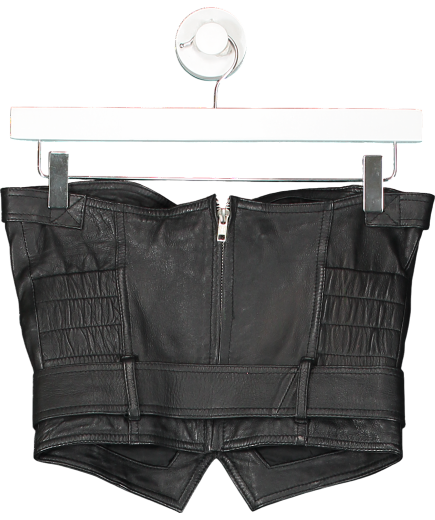 Rat & Boa Black Lia Leather Corset  With Buckle Detail UK S