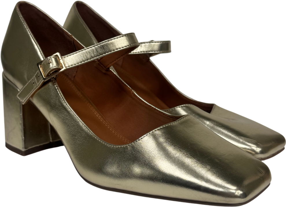 ASOS Metallic Selene Mary Jane Block Heels UK 9 EU 42 👠