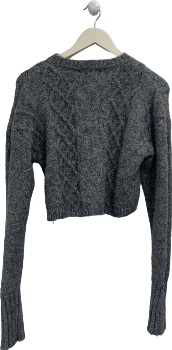 Motelrocks Rigel Cardigan In Cable Knit Grey UK XS