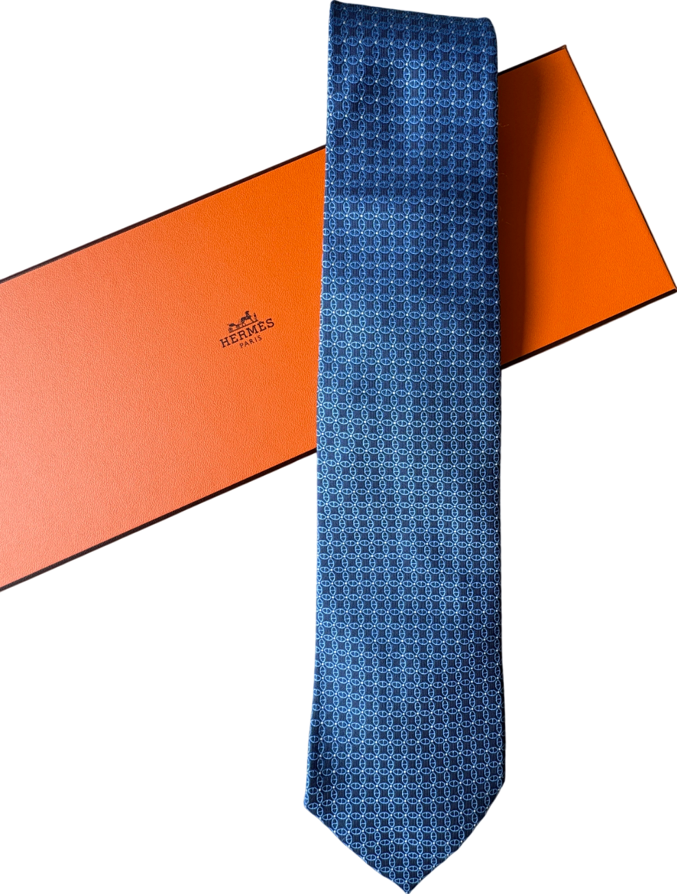 Hermès Blue Chain D'ancre 100% Silk Neck Tie759048T