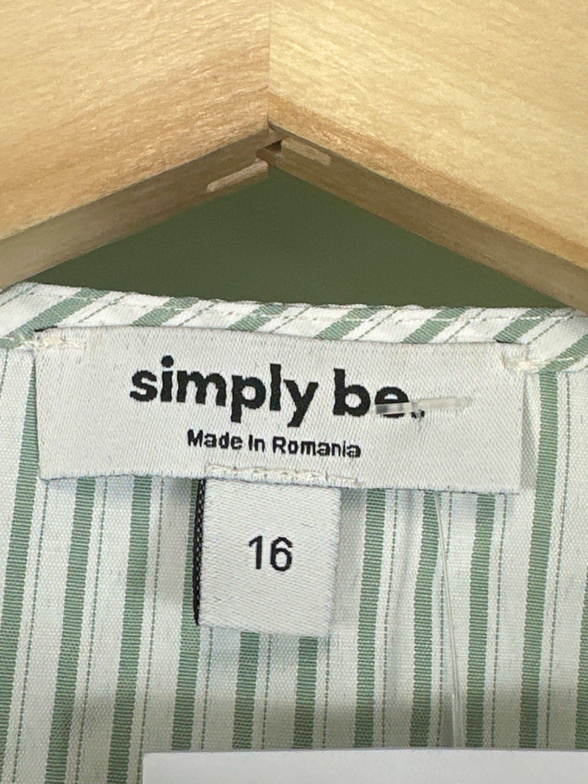 Simply Be Green and White Striped Bow Detail Blouse UK 16