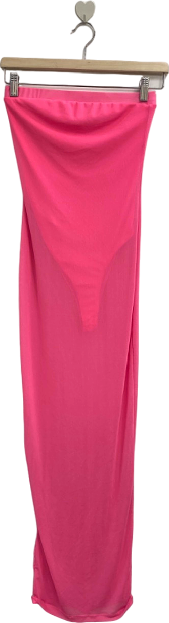 Fashion Nova Pink Bandeau Dress with Built-in Bodysuit UK S