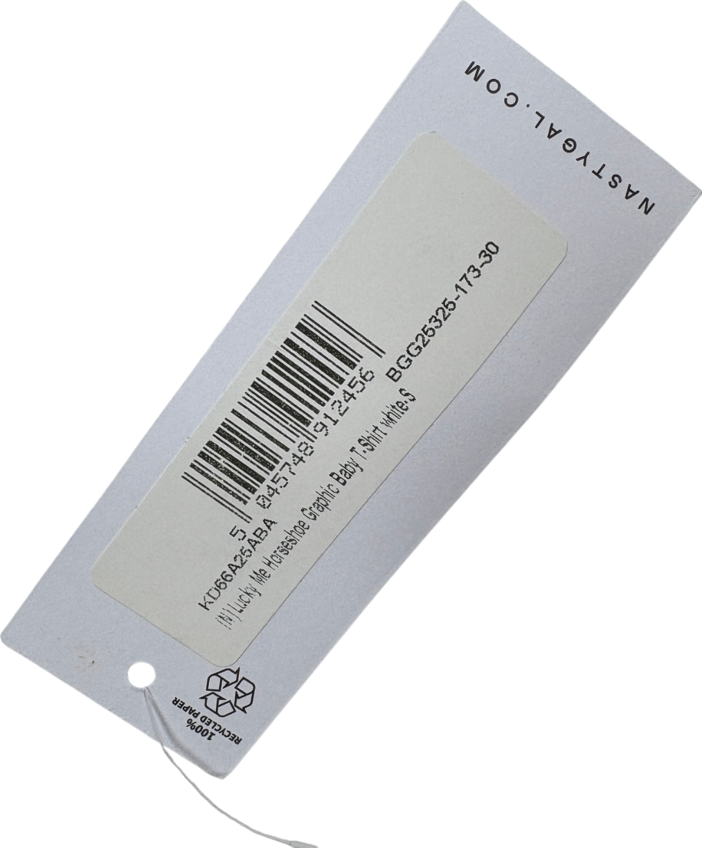 Nasty Gal White Lucky Me Horseshoe Graphic Baby T Shirt UK S