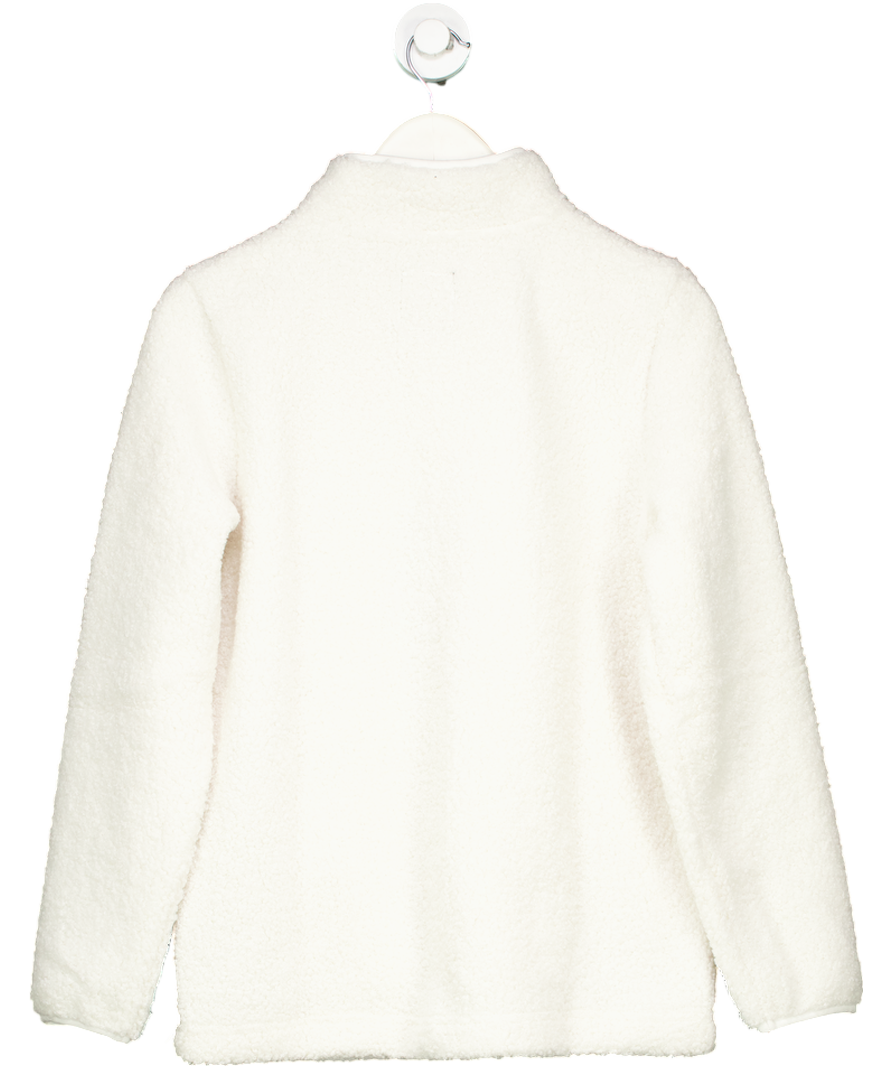 Crew Clothing Company White Borg Lounge Half Zip Sweatshirt In Marshmallow UK 8