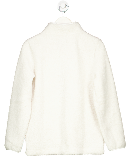 Crew Clothing Company White Borg Lounge Half Zip Sweatshirt In Marshmallow UK 8