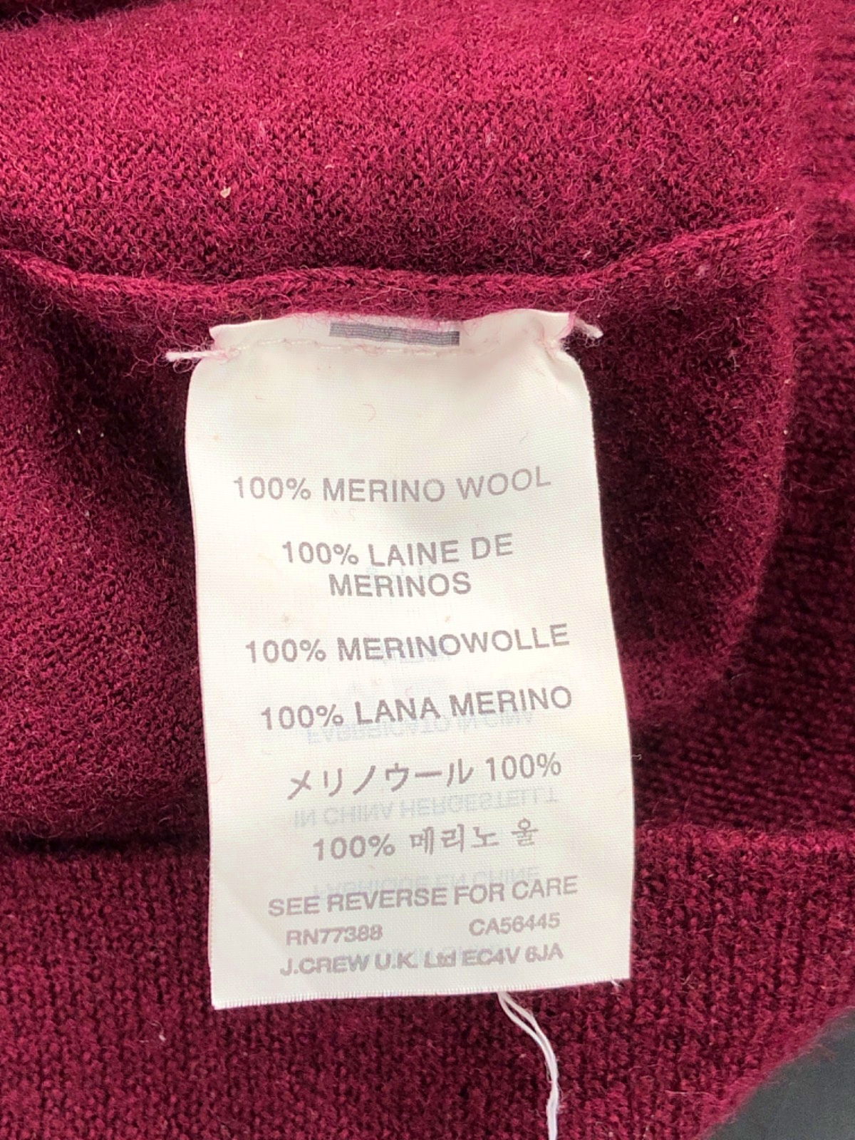 J.Crew Burgundy Merino Wool Jumper UK S