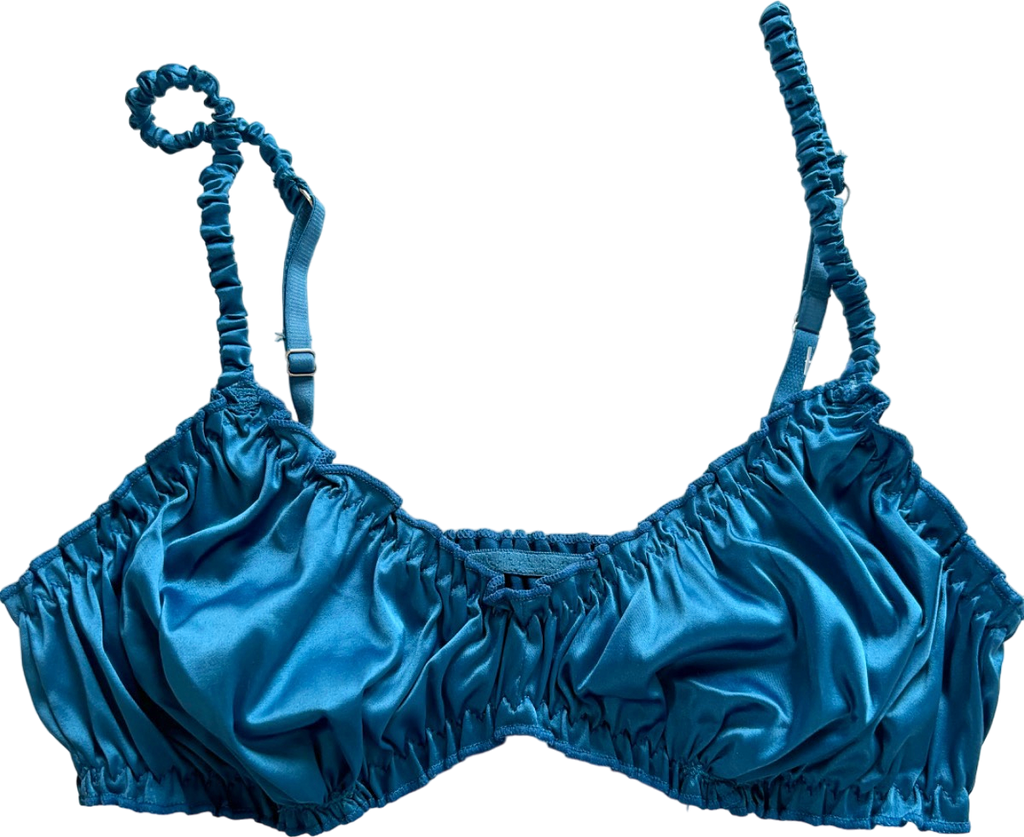 Out From Under Blue Ruched Bralette UK S