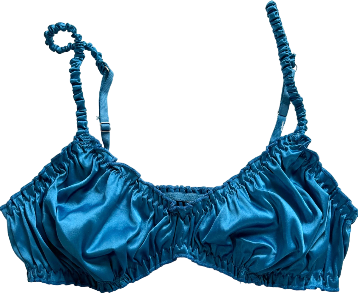 Out From Under Blue Ruched Bralette UK S