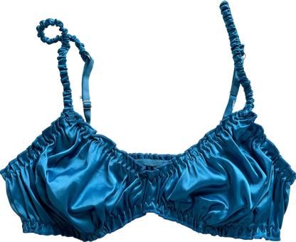 Out From Under Blue Ruched Bralette UK S