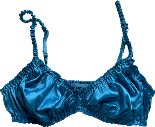 Out From Under Blue Ruched Bralette UK S