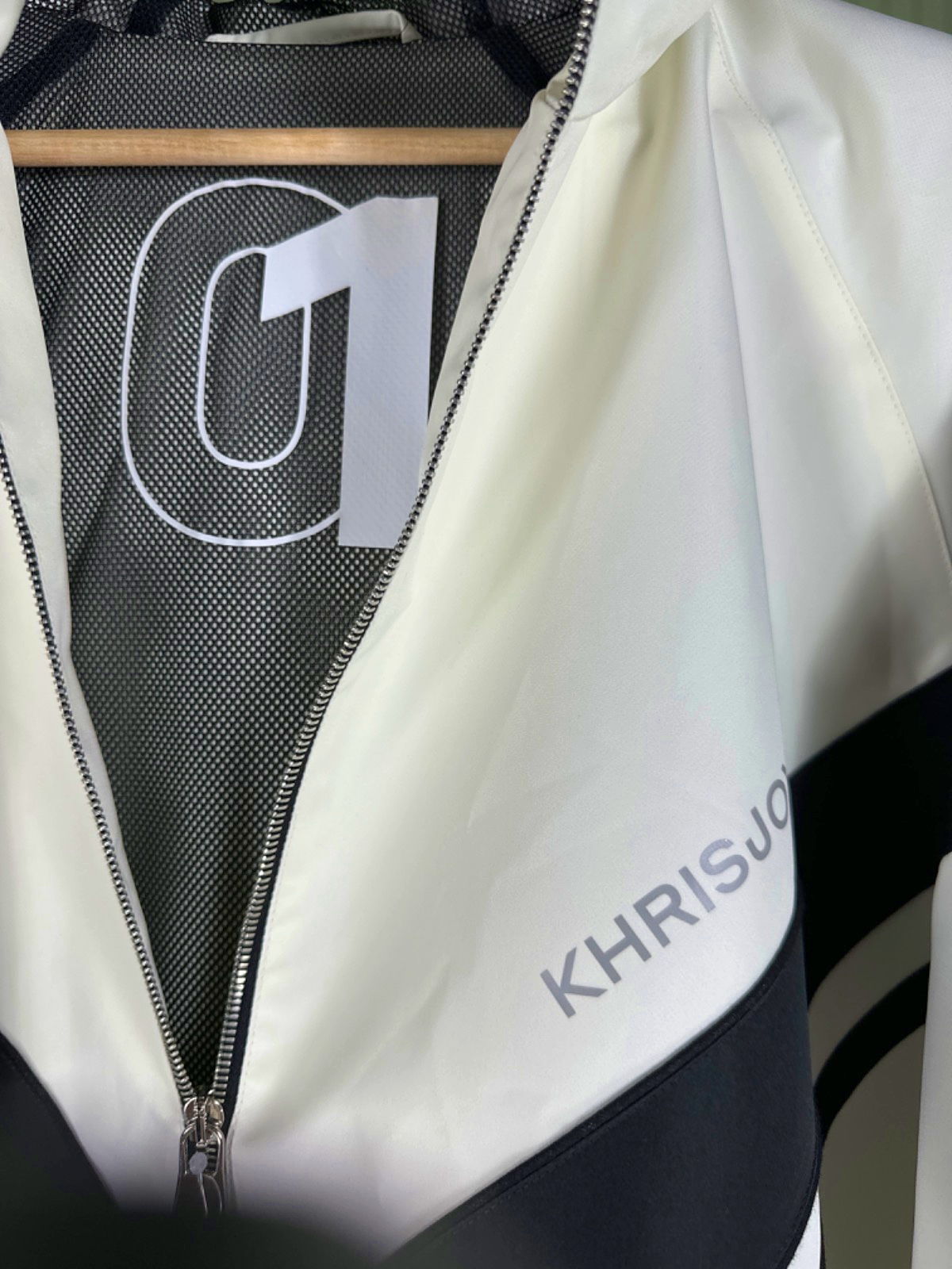 KHRISJOY White / Black Logo-Printed Jacket ONESIZE