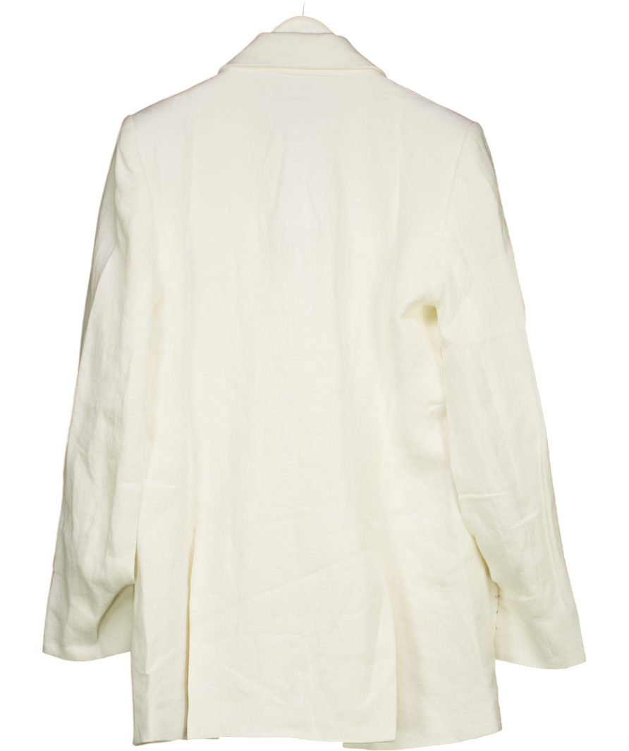 St. Agni White Slit Sleeve Linen Blazer UK S