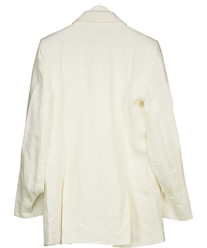 St. Agni White Slit Sleeve Linen Blazer UK S