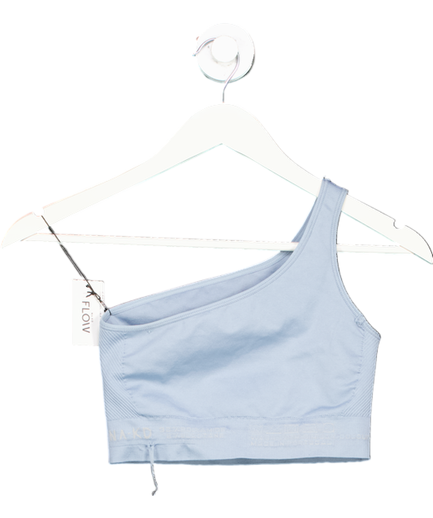 NA-KD Blue One Shoulder Gym Top UK XS