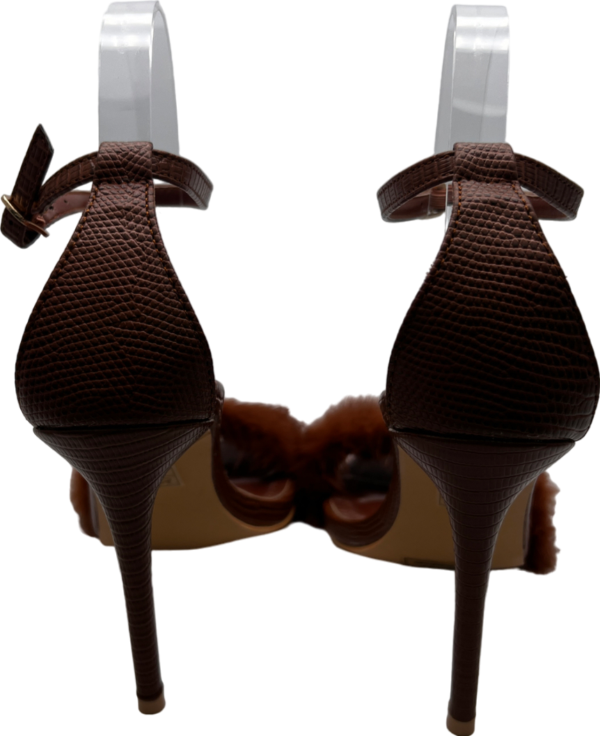 Fashion Nova Brown Fluffy Heel UK 7 EU 40 👠