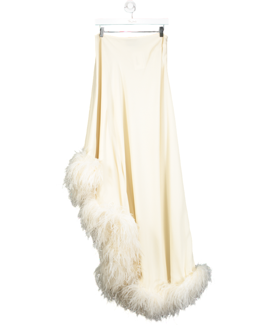 Taller Marmo Cream Ubud Feather Trim Gown UK 8