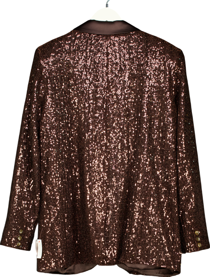 Monsoon Brown X Sarah Corbett-winder Satin Sequin Blazer Bronze UK 10