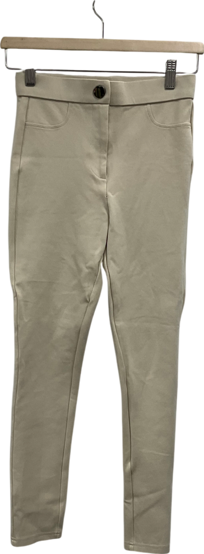 ZARA Cream Straight Leg Soft Trousers UK XS