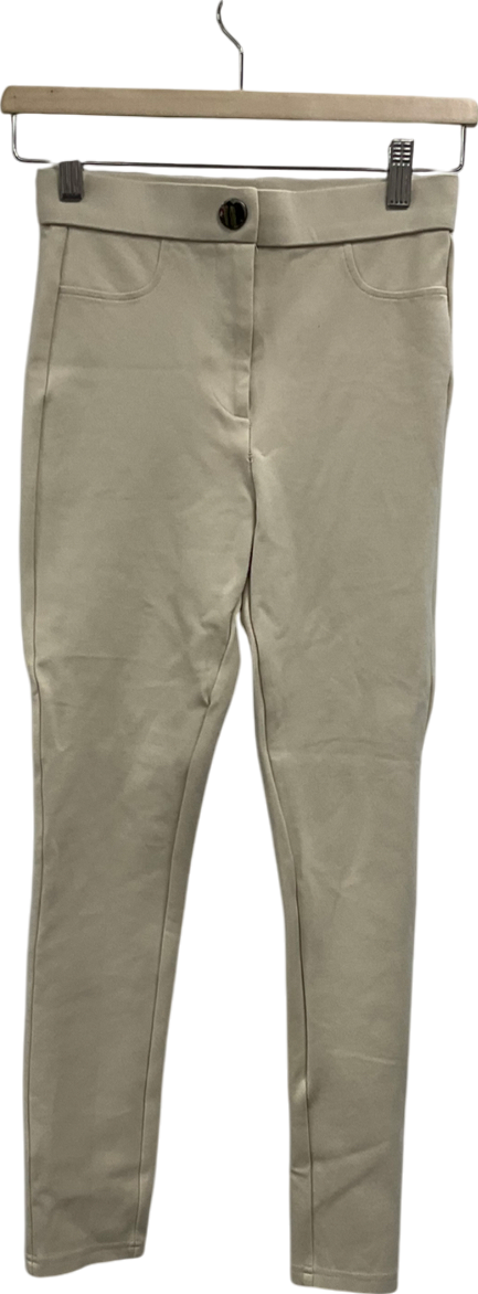 ZARA Cream Straight Leg Soft Trousers UK XS