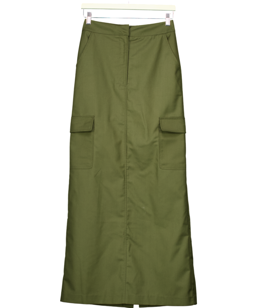 Warehouse Green Tailored Cargo Maxi Skirt UK 8