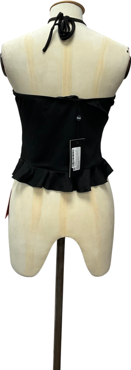 Ego Black Diamanté Butterfly Front Halter Neck Top UK 10