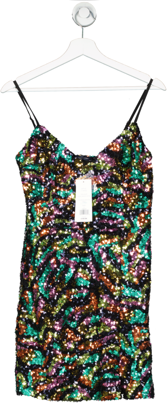 French Connection Multicoloured Evia Sequin Bodycon Dress UK 8