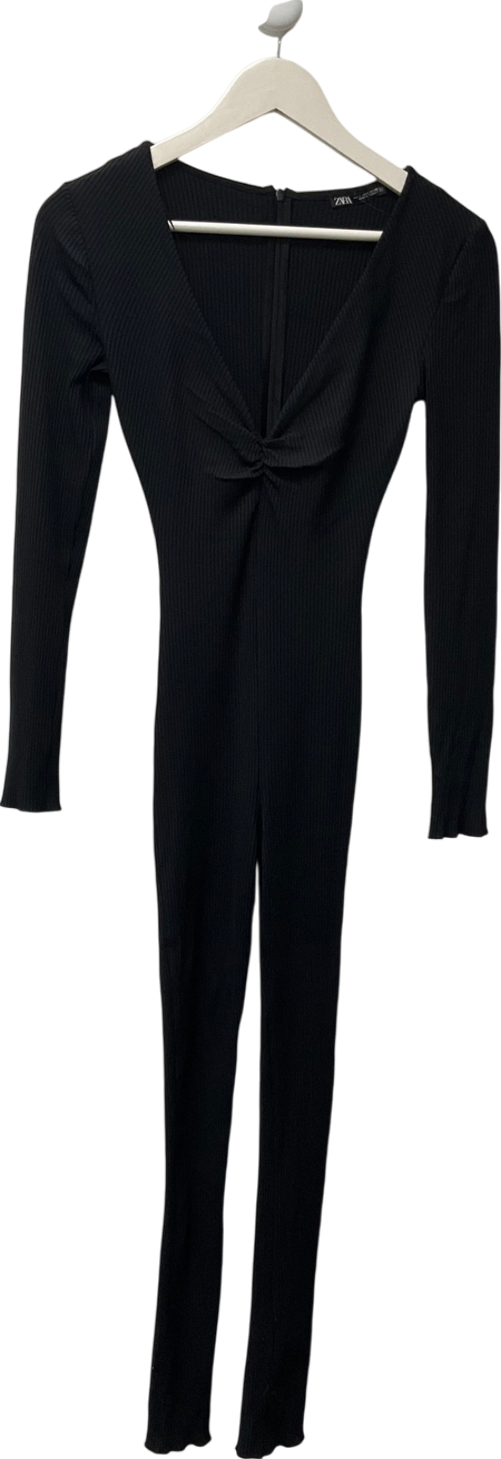 ZARA Black V Neck Jumpsuit UK M