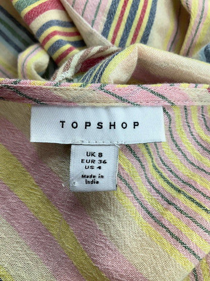 TopShop Multicoloured Striped Midi Skirt UK 8