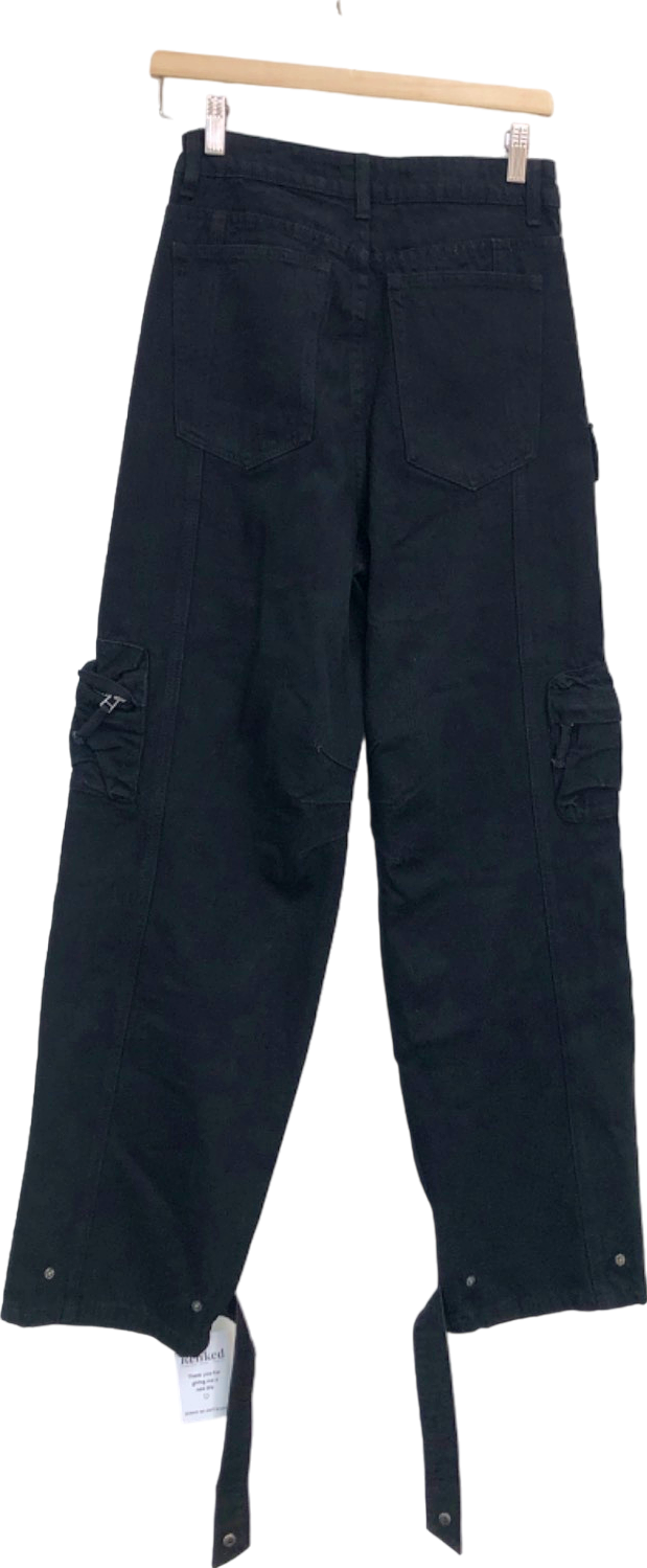 The Kript Black Cargo Trousers UK S