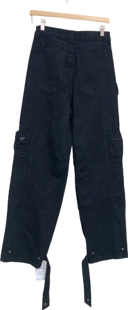 The Kript Black Cargo Trousers UK S