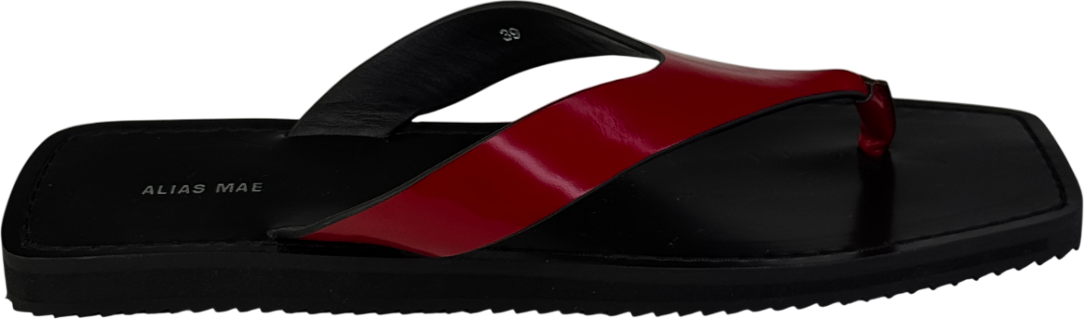 Alias Mae Red Box Leather Charlize Square Toe Thong Sandals UK 6 EU 39 👠