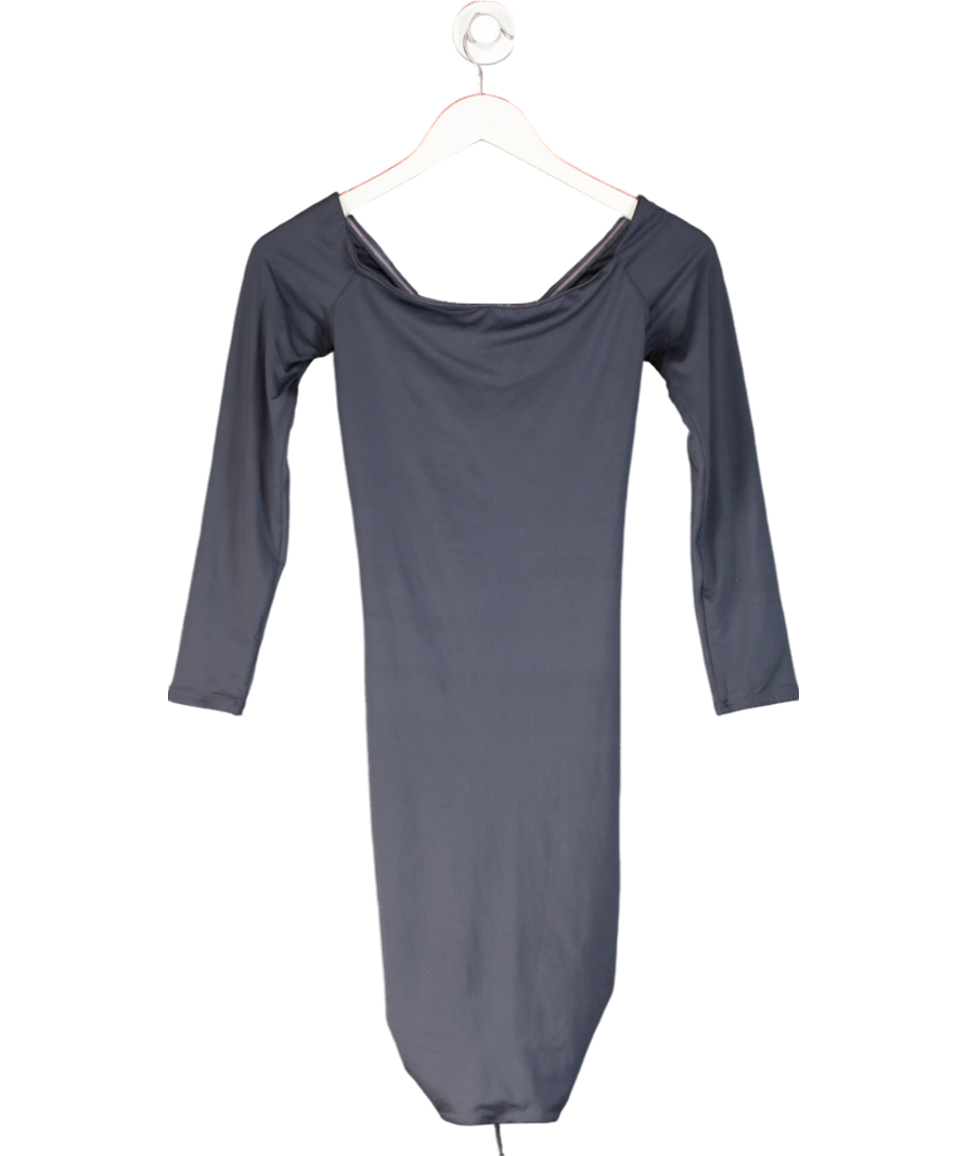 Oh Polly Grey Ruched Long Sleeve Mini Dress UK 8