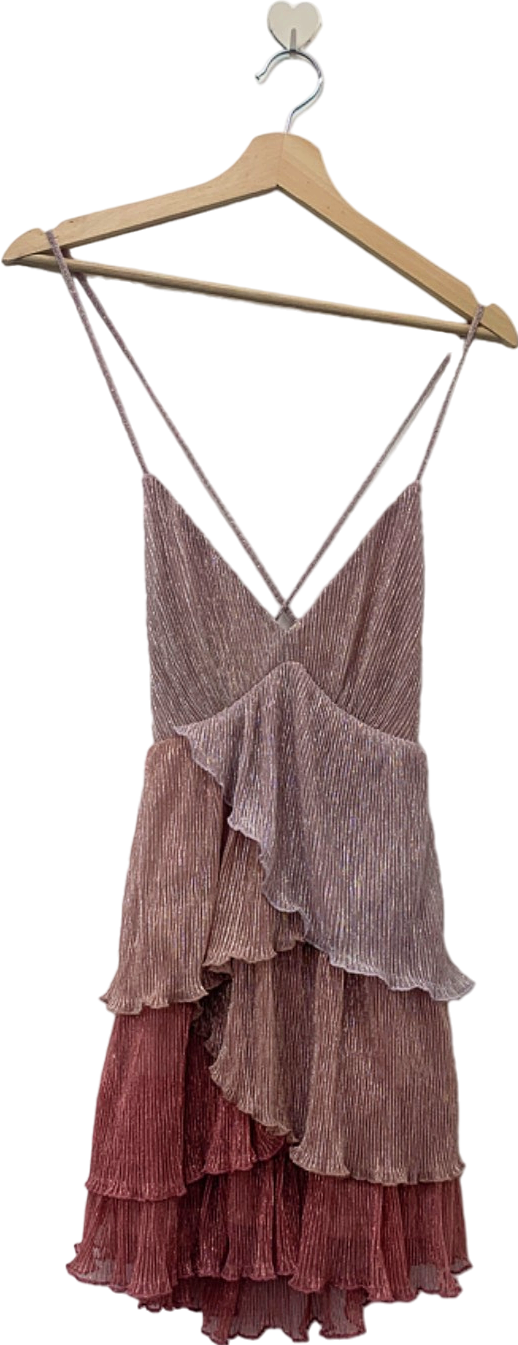 Fashion Nova Rose Gold Tiered Mini Dress XS